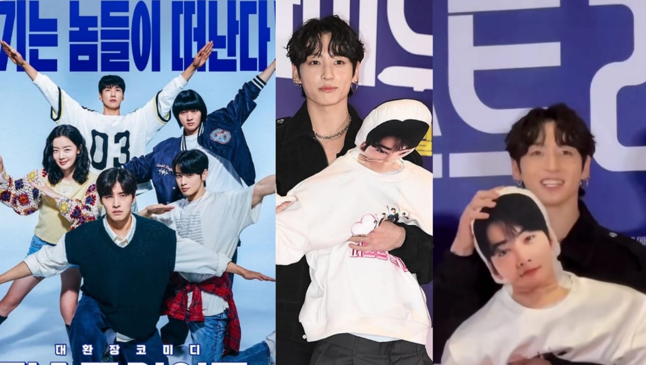 Dukung Bestie, Jungkook BTS Foto Bareng Boneka Cha Eun Woo di Premiere Film First Ride