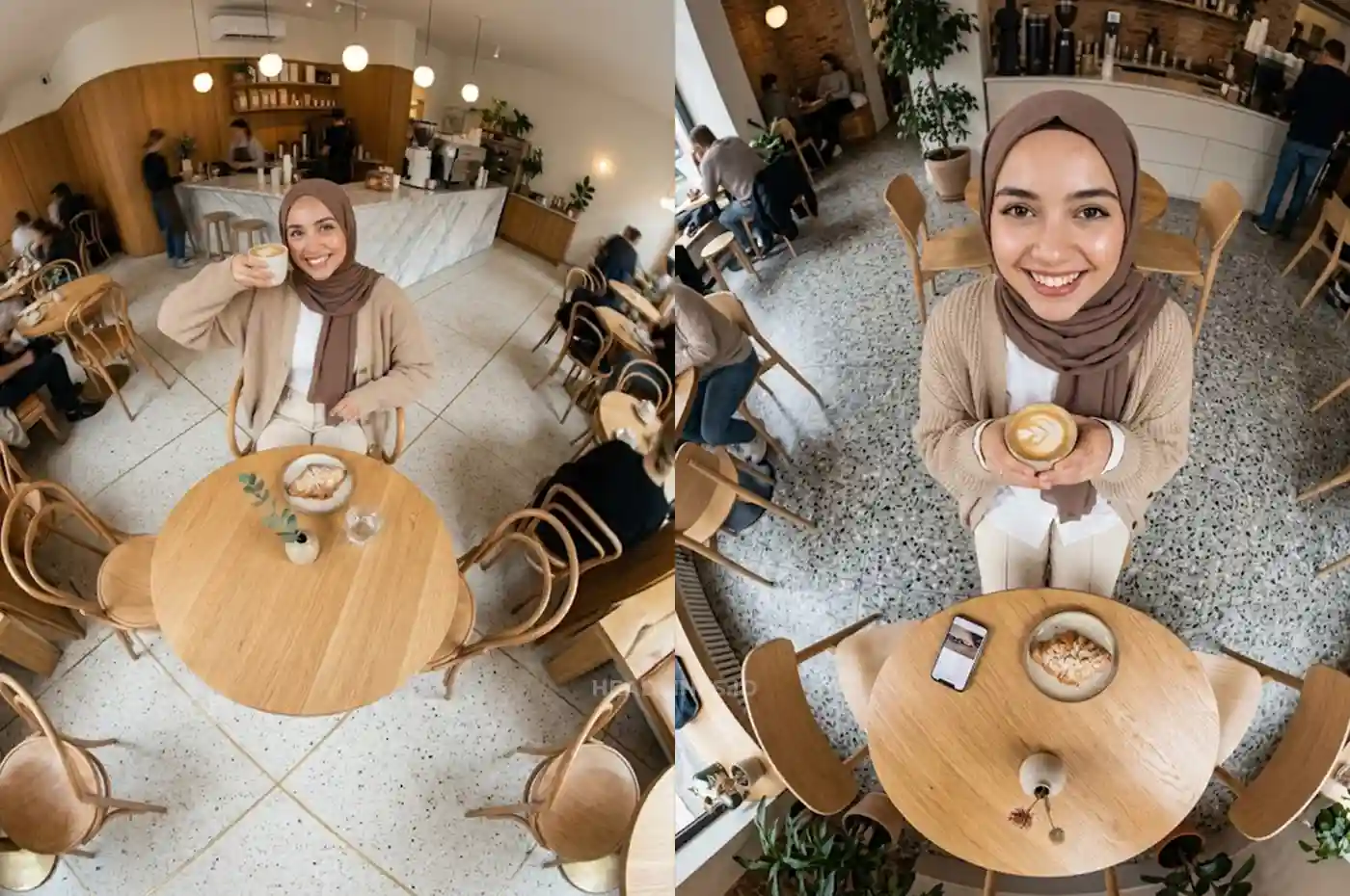 Prompt Gemini AI Foto Wanita Hijab Tema Cafe Aesthetic